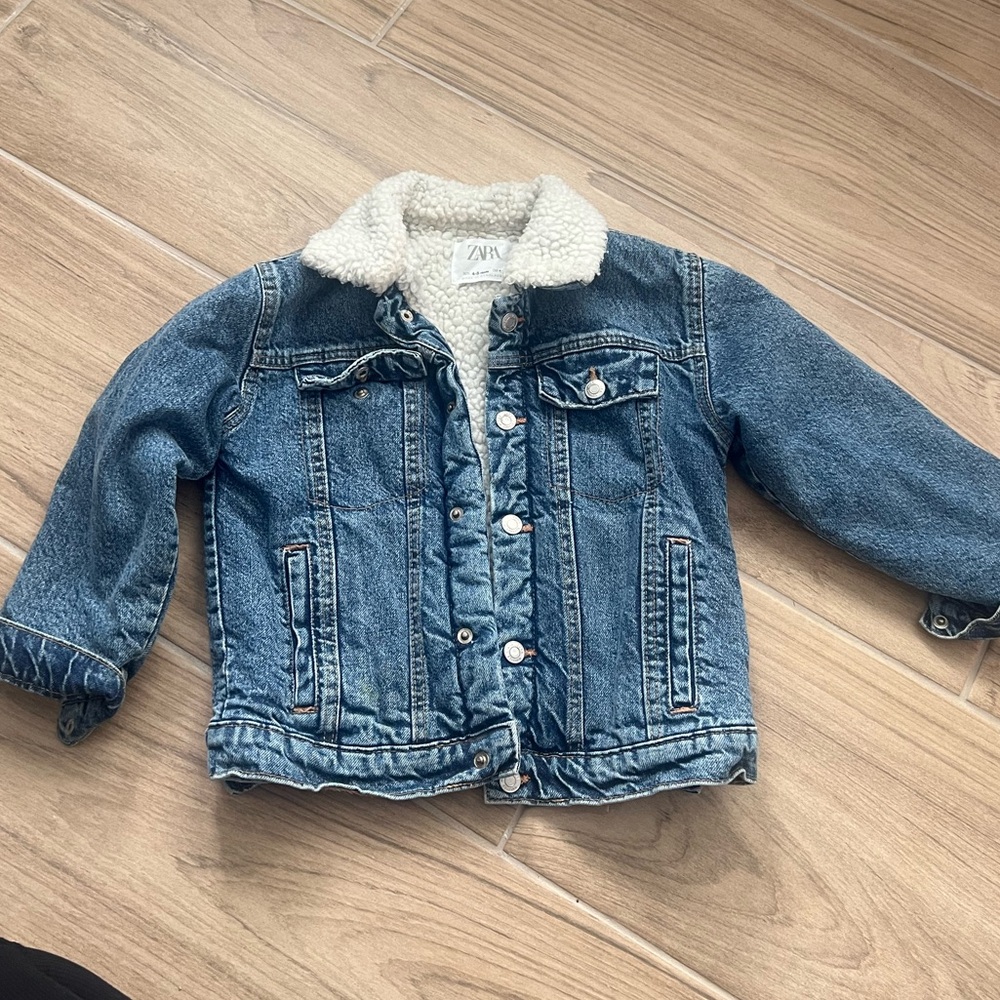 Zara Kids Denim Jacket with Sherpa Collar